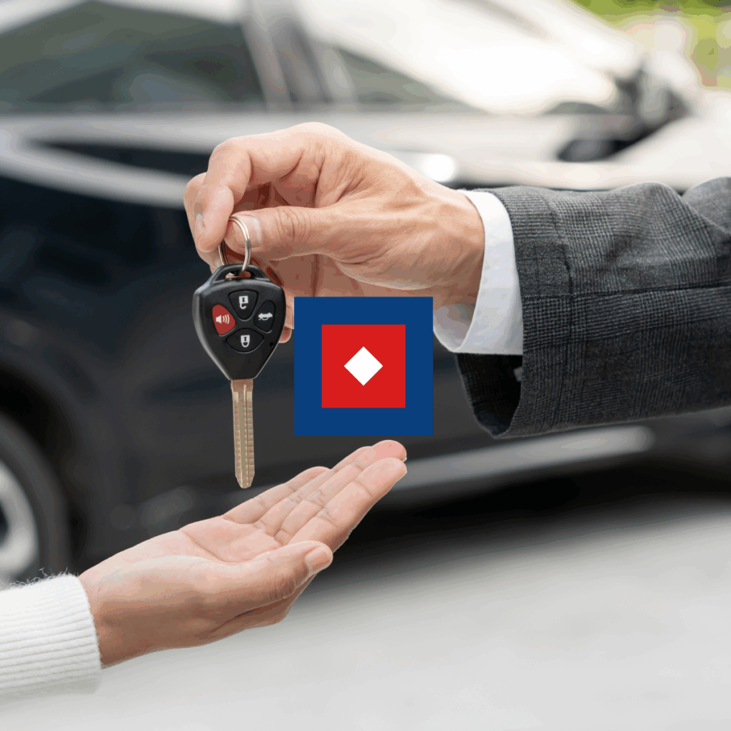 Voiture de location devant un aéroport pour un déplacement professionnel à l’étranger